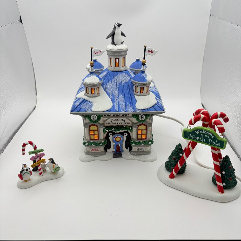 Department 56 North Pole Penguin Visitors Center Christmas Village Set 805547 - Picture 1 of 12